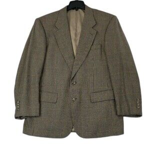 Jos A Bank Blazer Men's Sz 42R Sport Suit Coat Wool Brown Houndstooth Executive